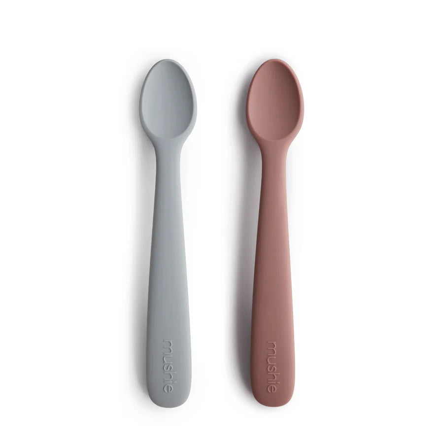 Silicone Feeding Spoons 2-Pack-Stone/Cloudy Mauve