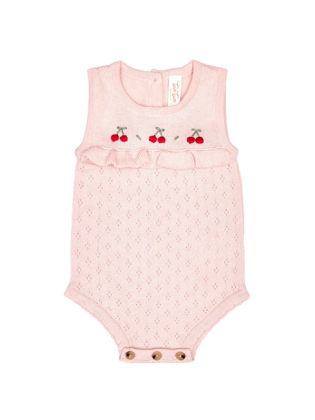 Pointelle Knit Romper- Crystal Pink