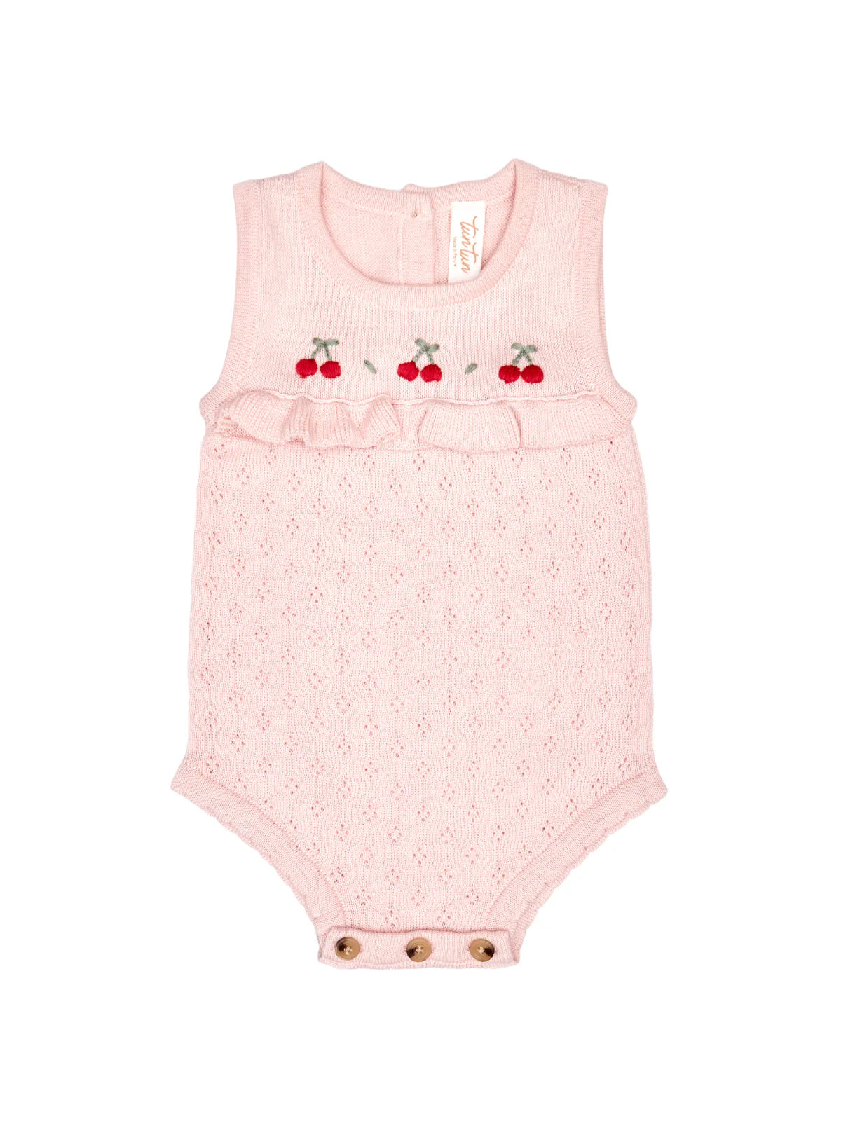 Pointelle Knit Romper- Crystal Pink
