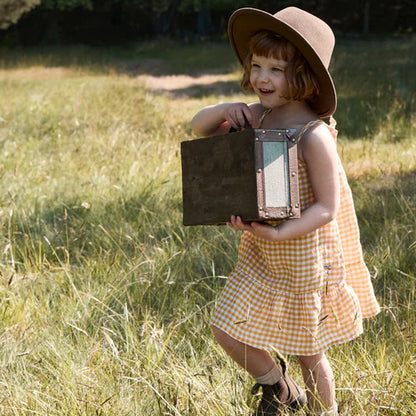 YELLOW GINGHAM LINEN TANK DRESS