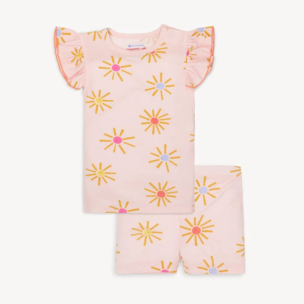 Put on your sunnies modal magnetic no drama pajama ruffle short sleeve short set