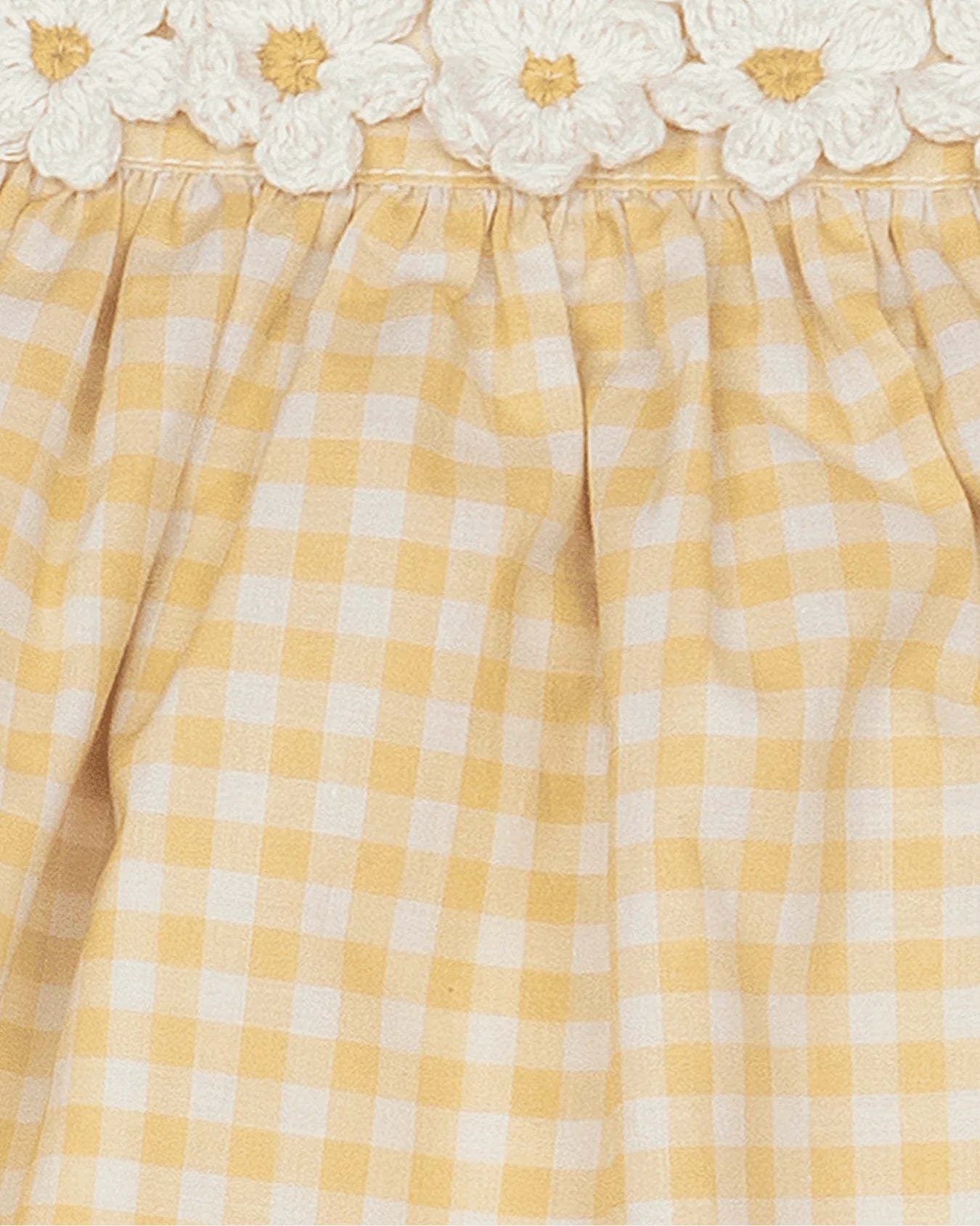 Crochet Daisy set Yellow Gingham