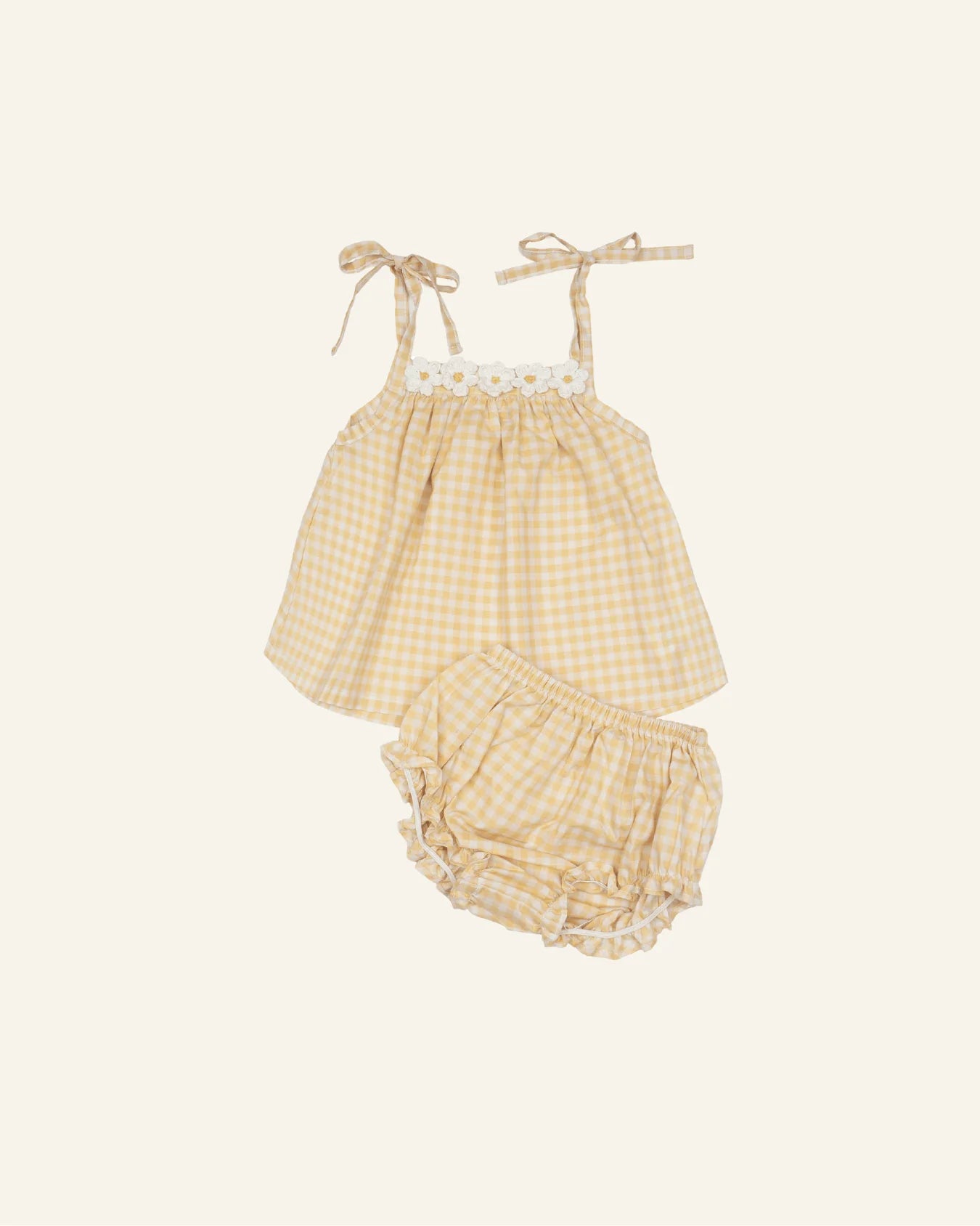 Crochet Daisy set Yellow Gingham