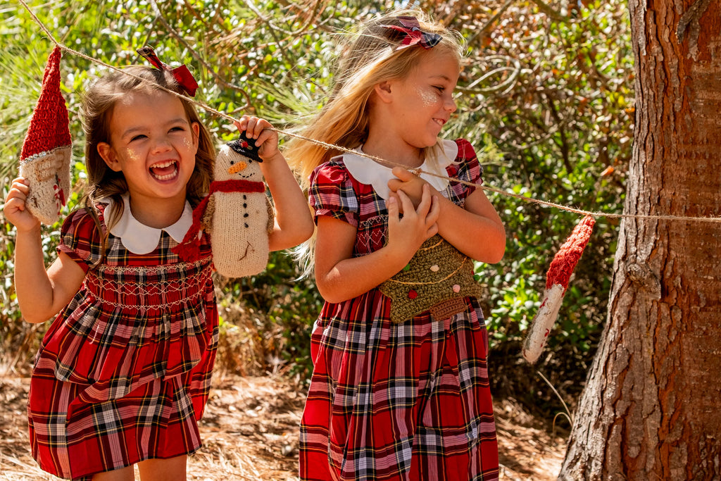 Scallop Dress - Tartan Red