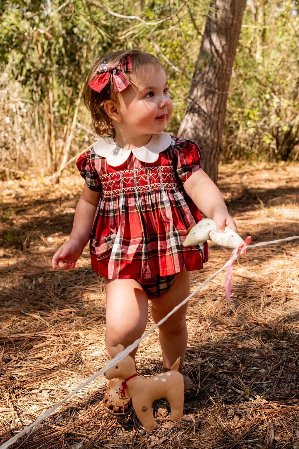 Scallop Two Piece Set - Tartan Red