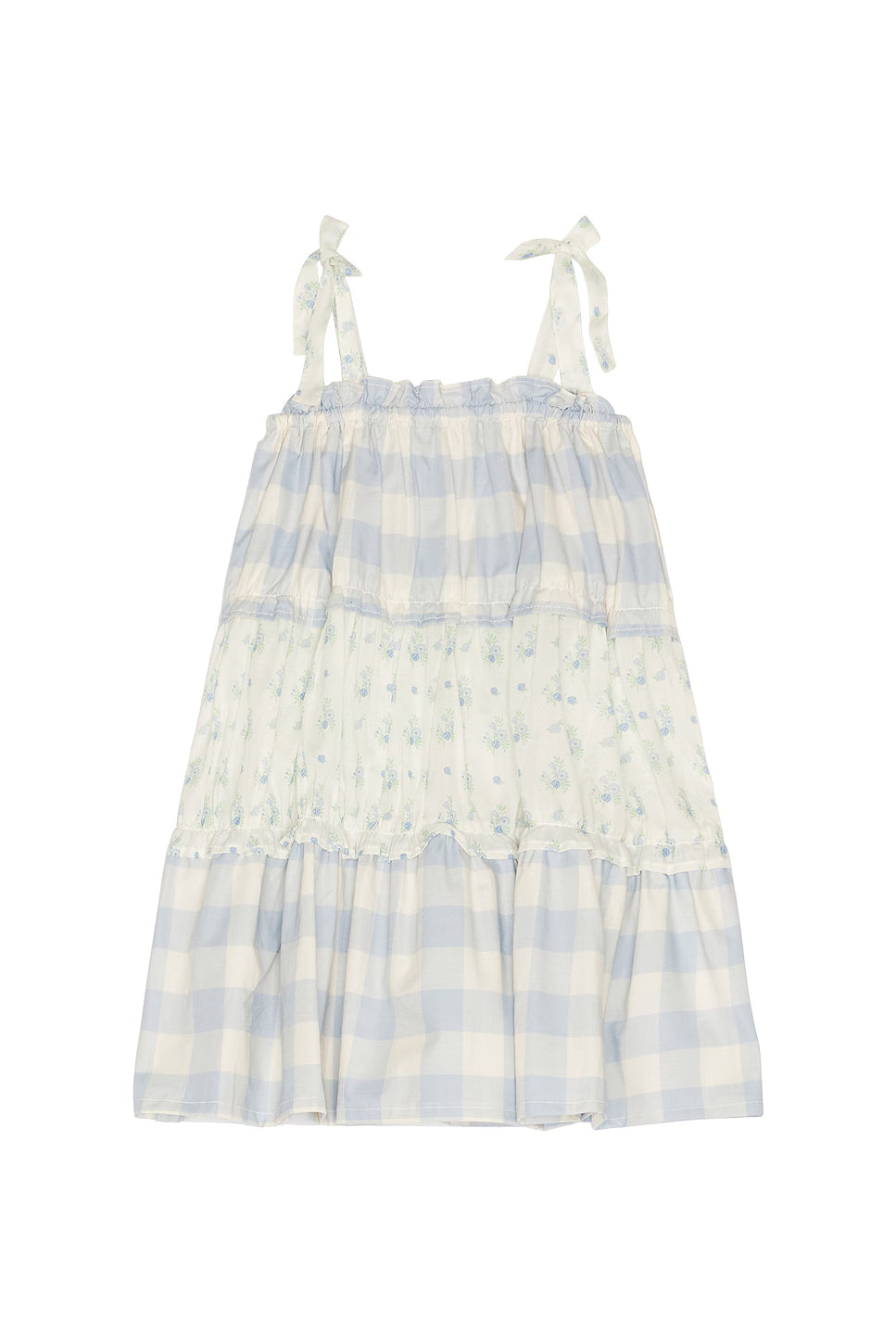 Amber Dress Blue Gingham Floral