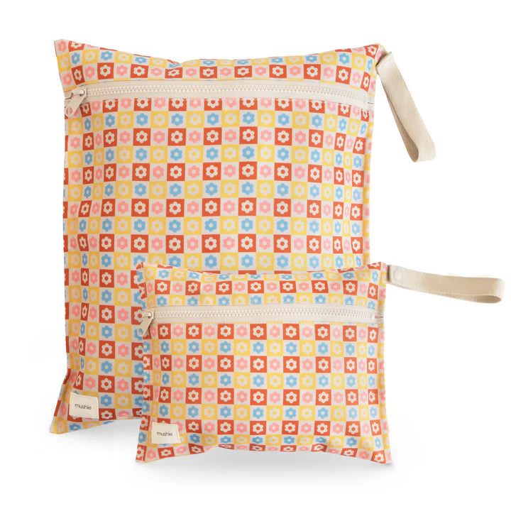 Water Resistant Wet Bag Happy Flowers Check