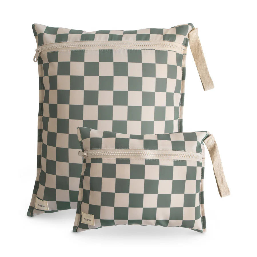 Water Resistant Wet Bag-Olive Check
