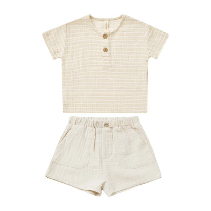 Henry Top Lemon Stripe + Utility Short Natural Set