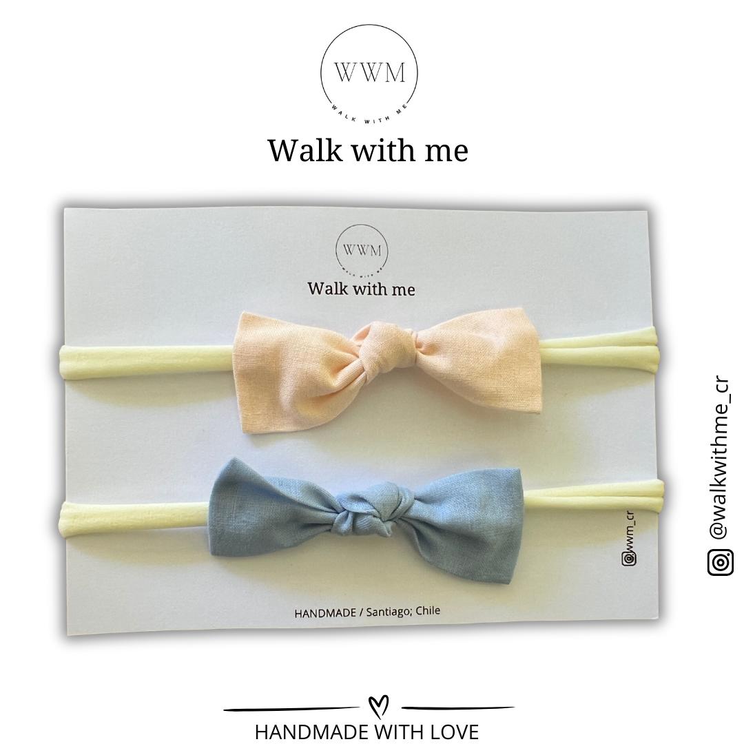 Set de 2 vinchas celeste y damasco