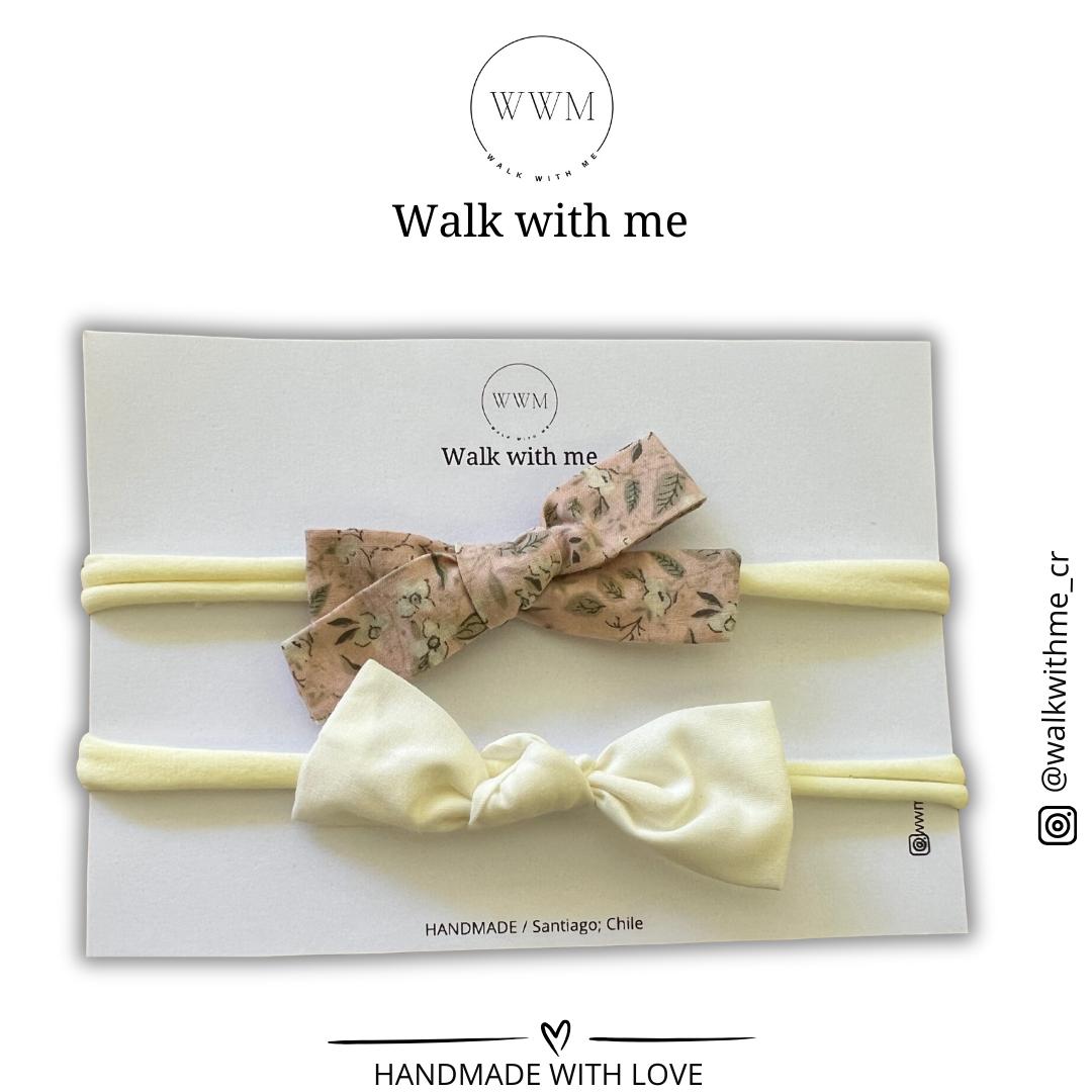 Set de 2 vinchas nude y blanco