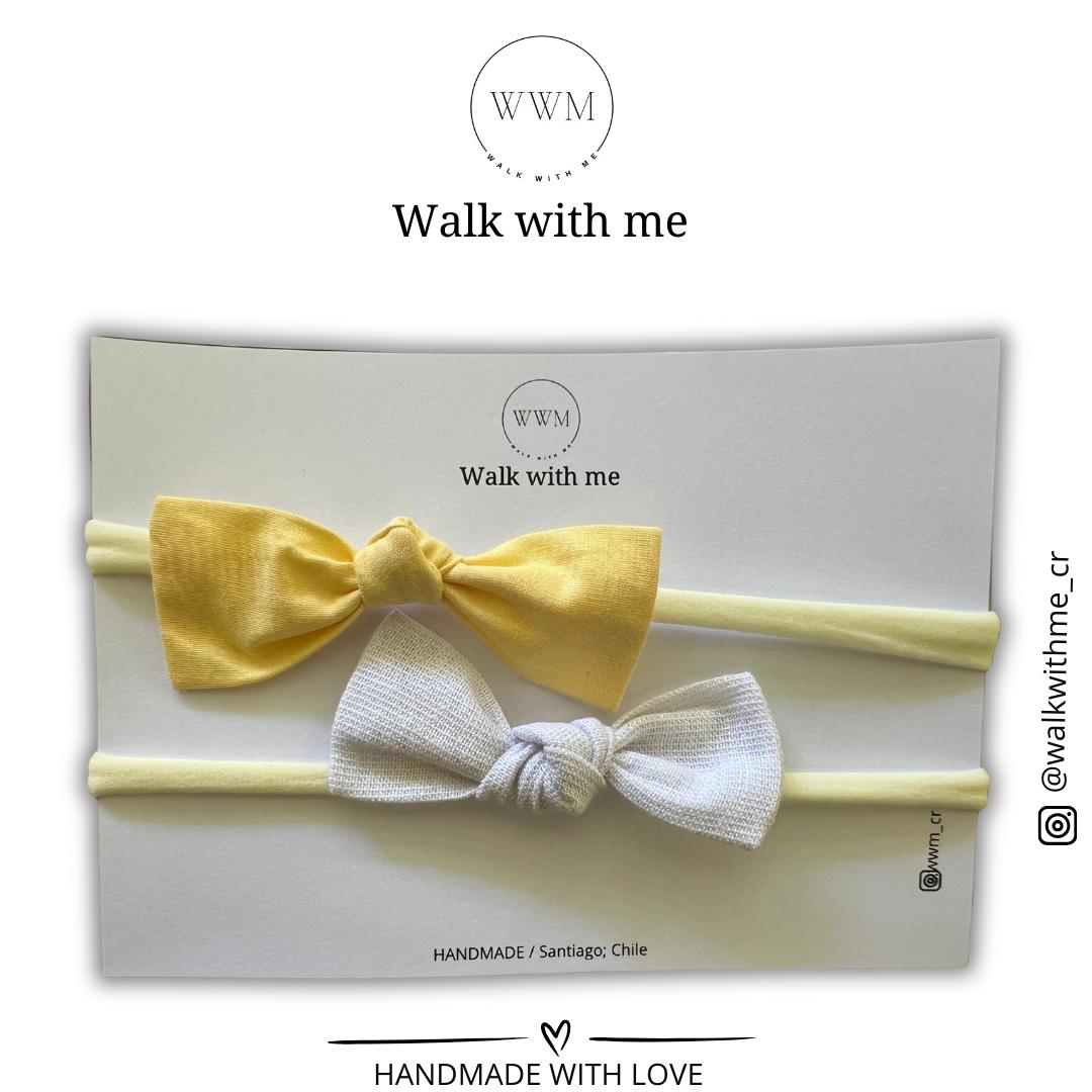 Set de 2 vinchas amarilla y blanca