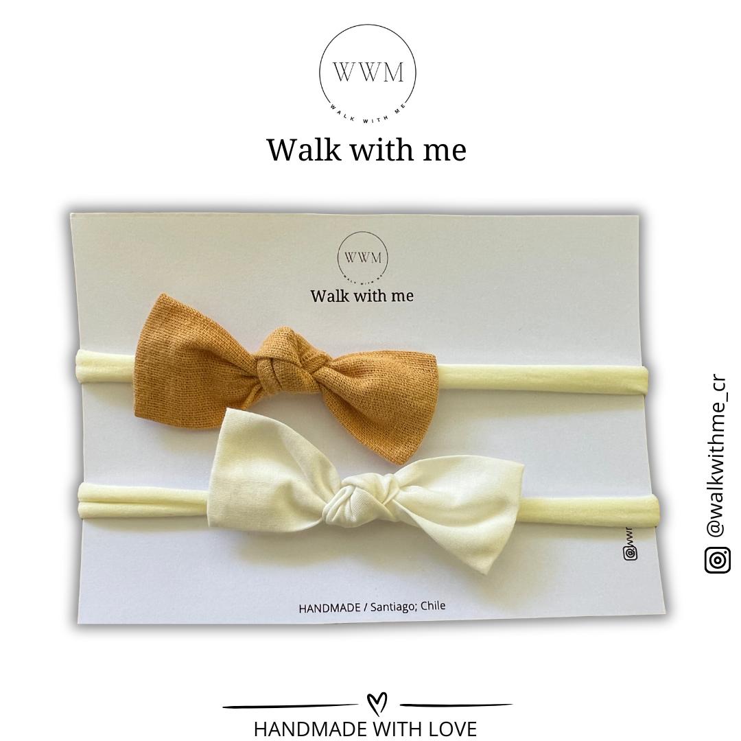 Set de 2 vinchas mostaza y blanca