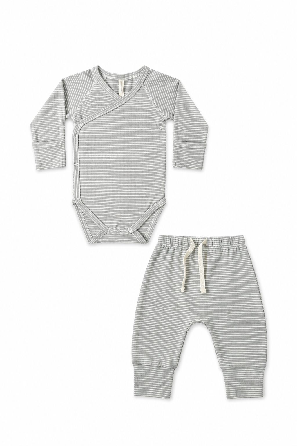 SIDE SNAP BODYSUIT + DRAWSTRING PANT || SAGE MICRO STRIPE
