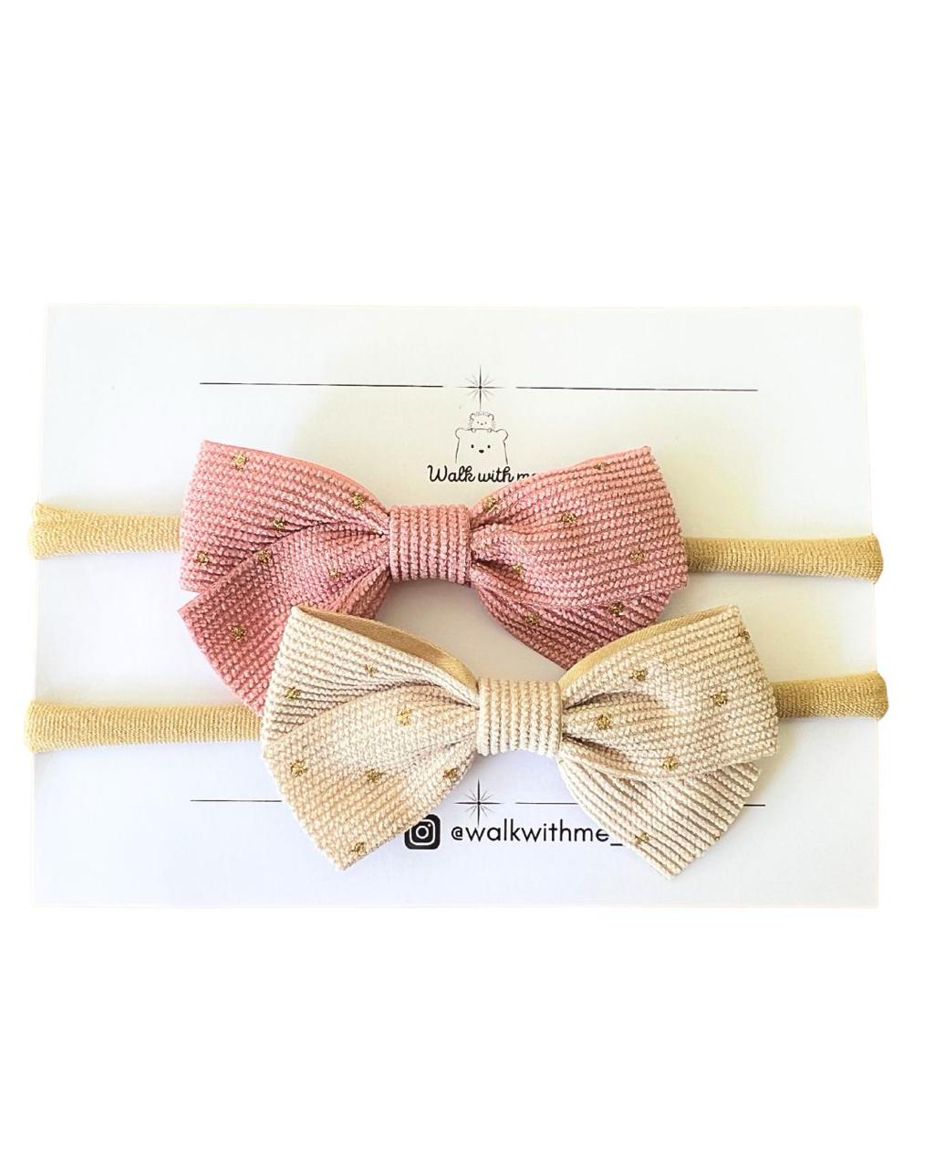 Set de vinchas rosa beige
