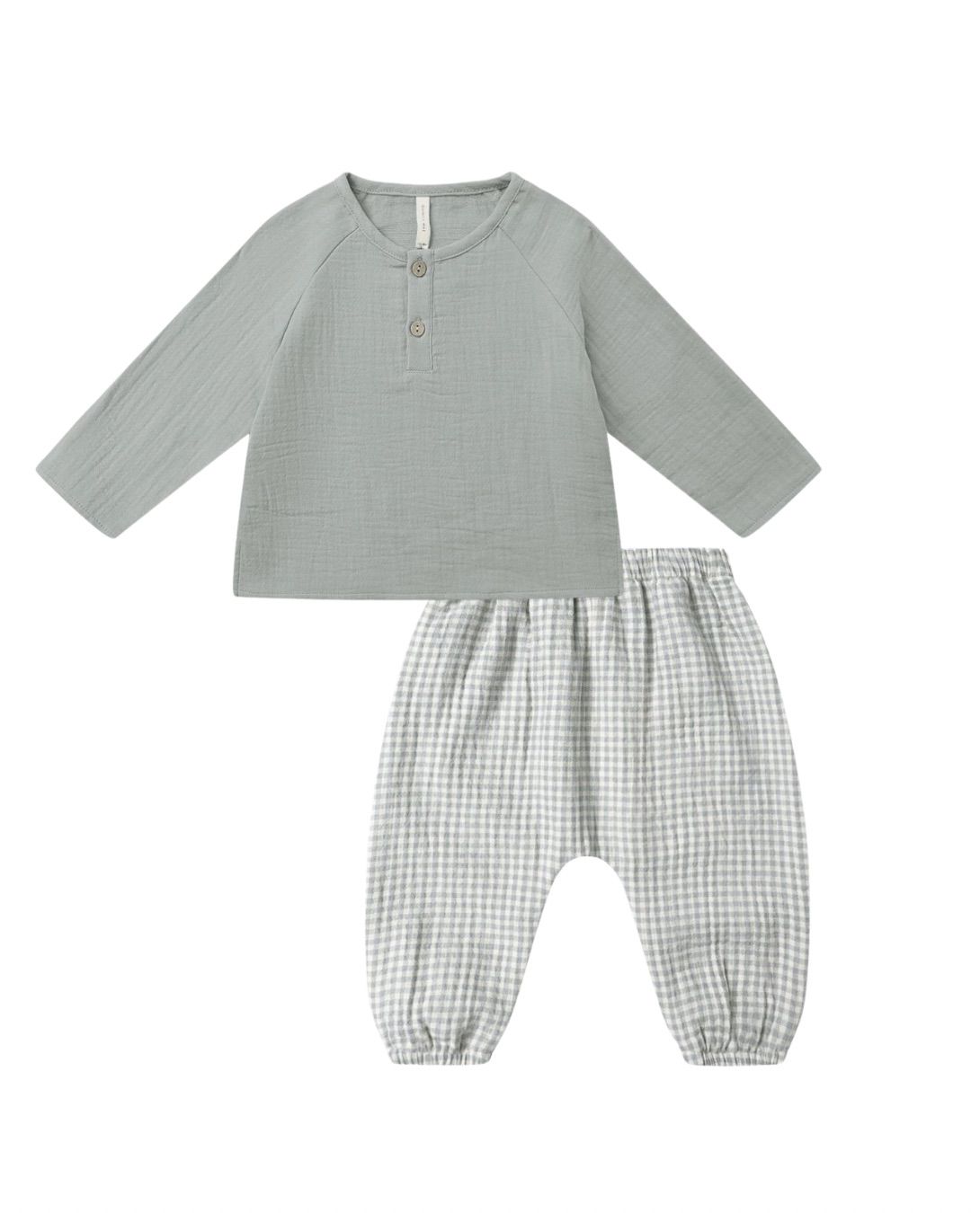 Zion Shirt + Woven Pant Blue Gingham Set