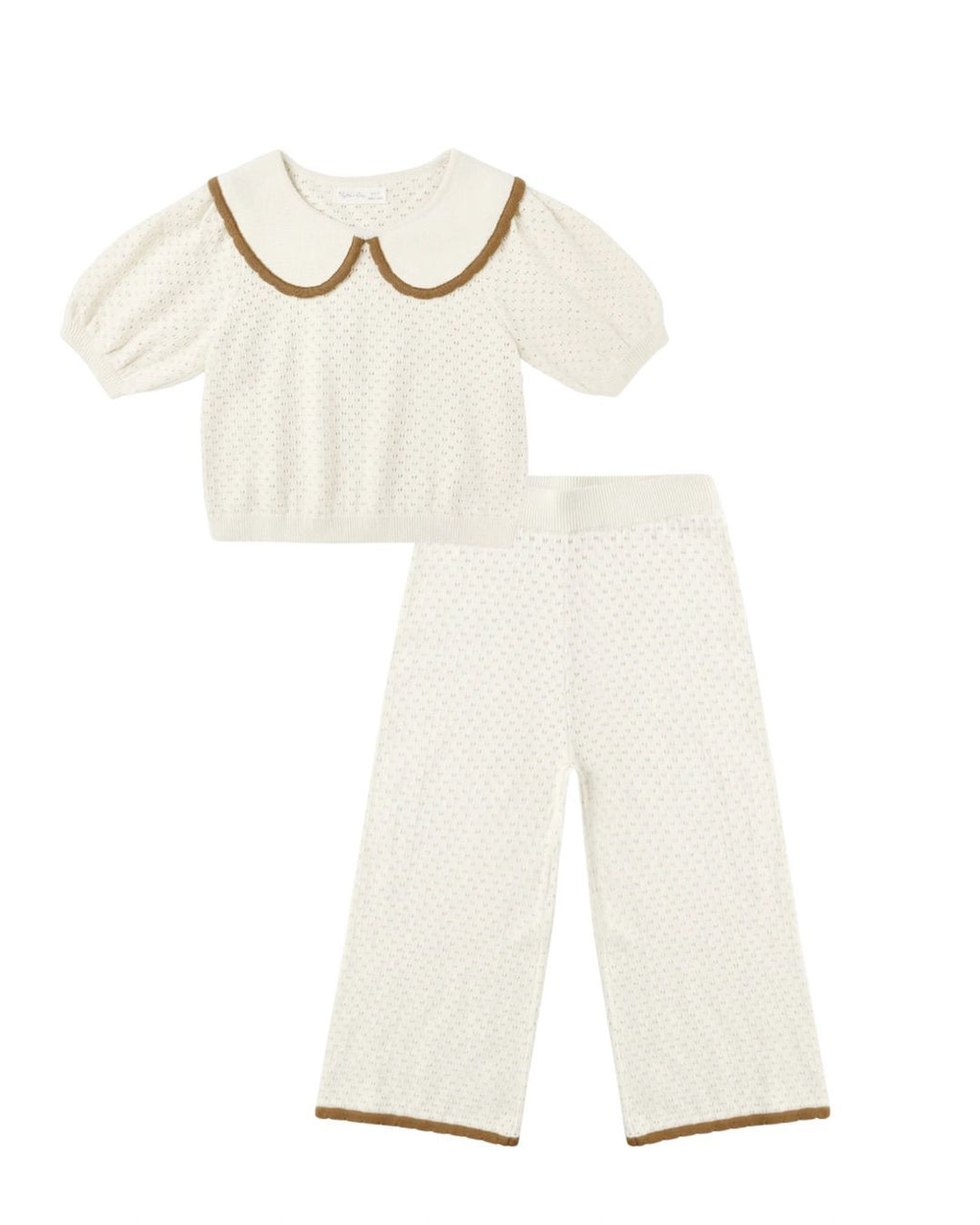 Pointelle Collared Top + Pant || Natural