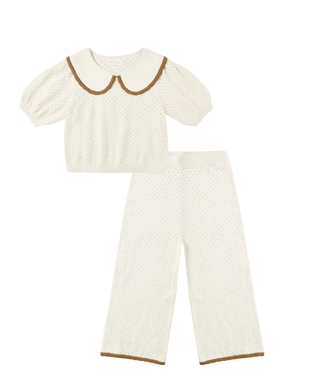 Pointelle Collared Top + Pant || Natural