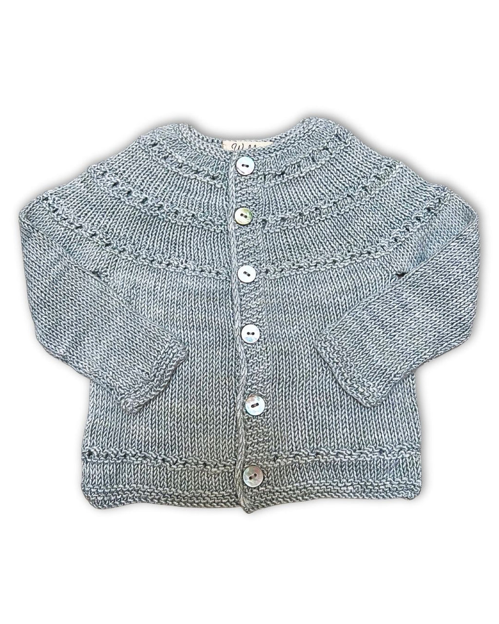 Sueter tejido bordado gris