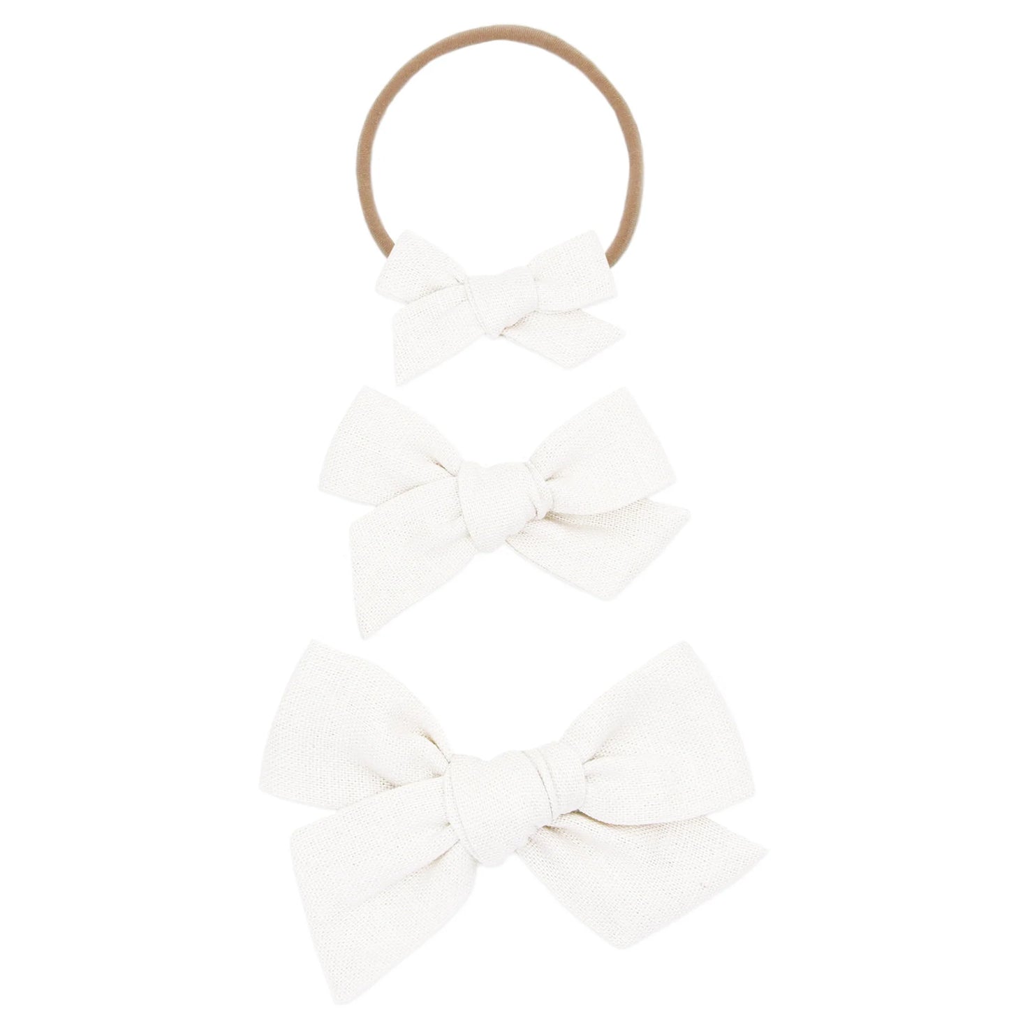 LINEN BOW - WHITE HEADBAND