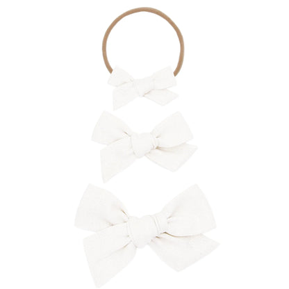 LINEN BOW - WHITE HEADBAND