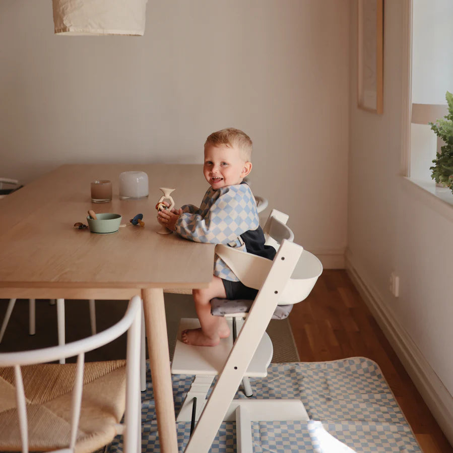 Long Sleeve Bib-Blue Check