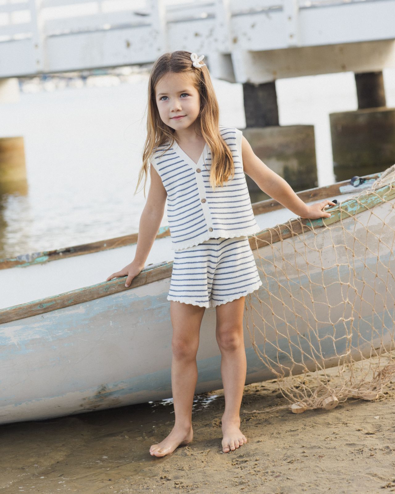 KNIT VEST SET || MARINE STRIPE