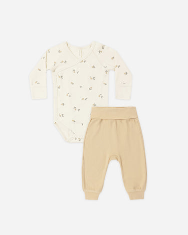Side snap bodysuit + pant set Pears