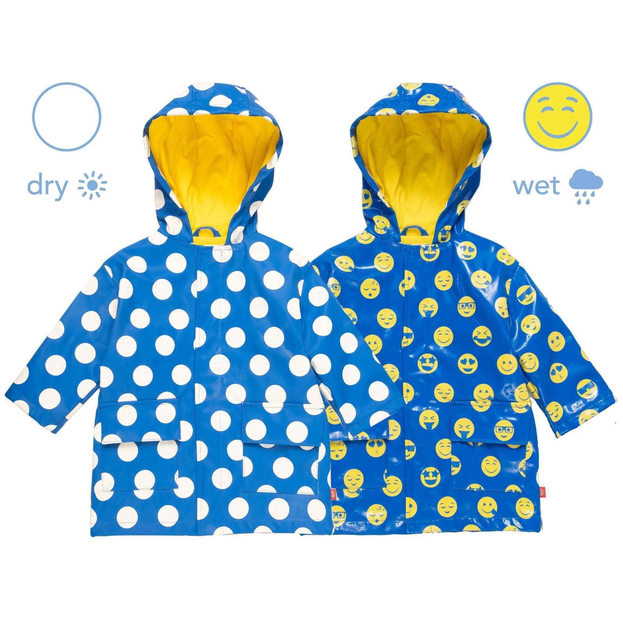 Blue polka dot emoji magnetic raincoat