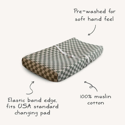 Extra Soft Muslin Changing Pad Cover-Fog