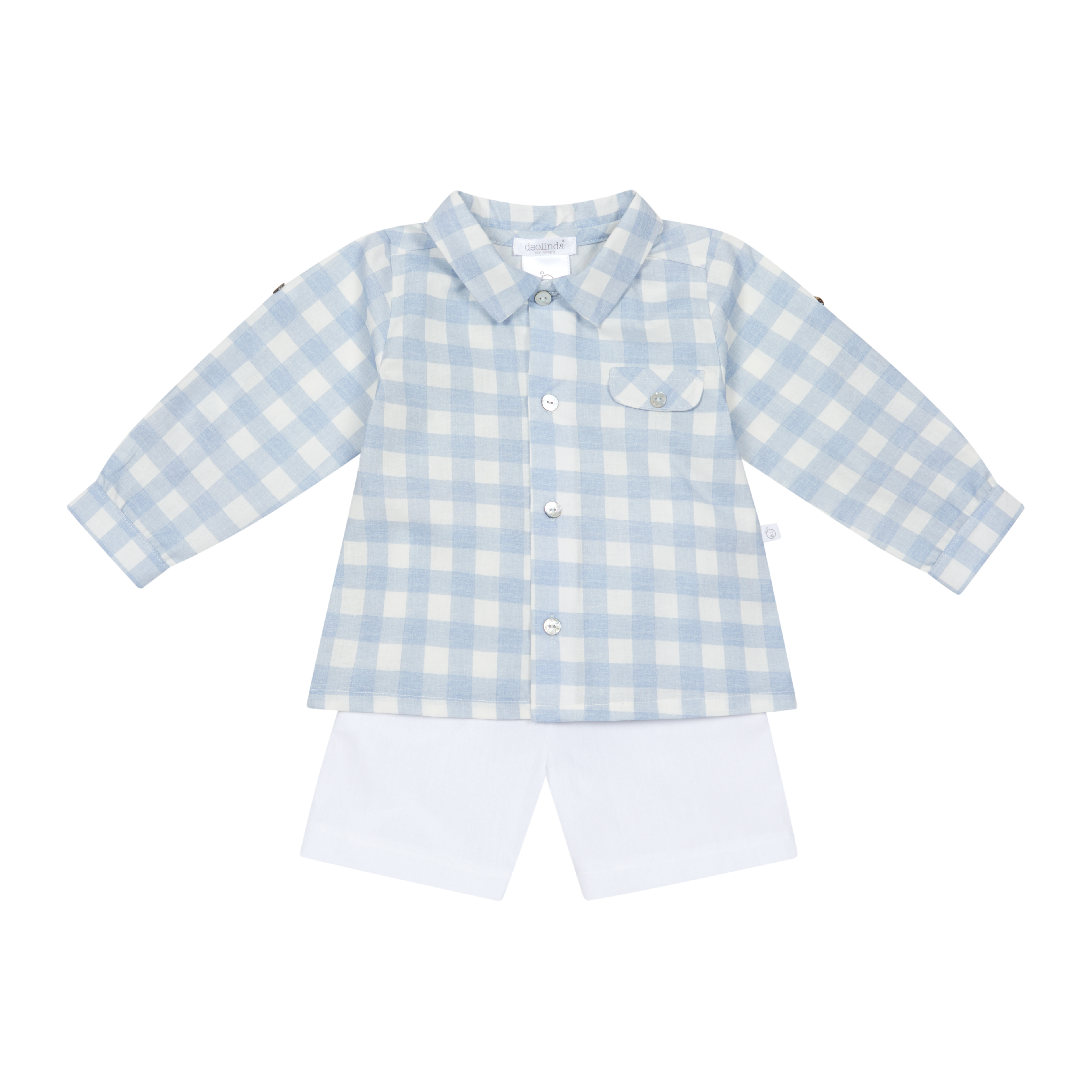 Baby Blue Gingham Shirt & Shorts
