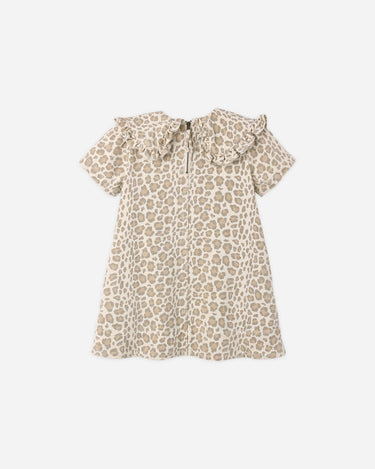 Collared Denim Mini Dress Leopard