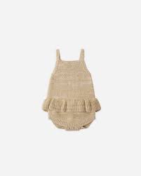 KNIT RUFFLE ROMPER || HEATHERED HONEY