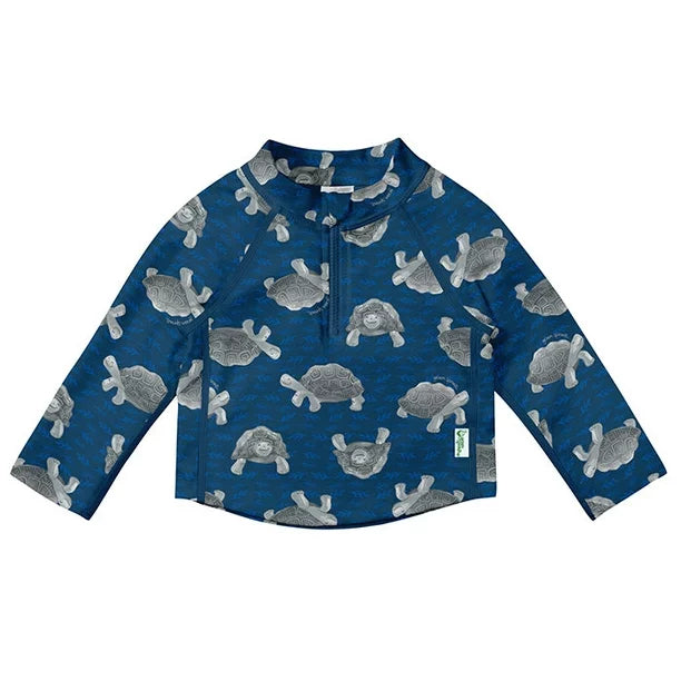 Long Sleeve Zip Rashguard Shirt  - Navy Tortoises