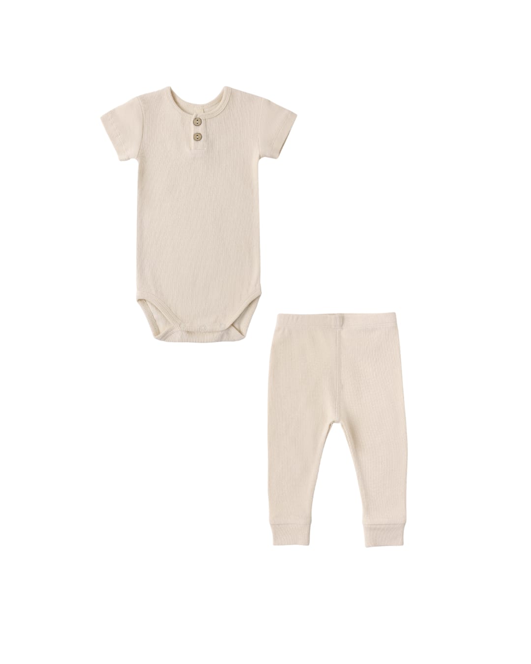RIBBED HENLEY BODYSUIT ECRU AND LEGGING