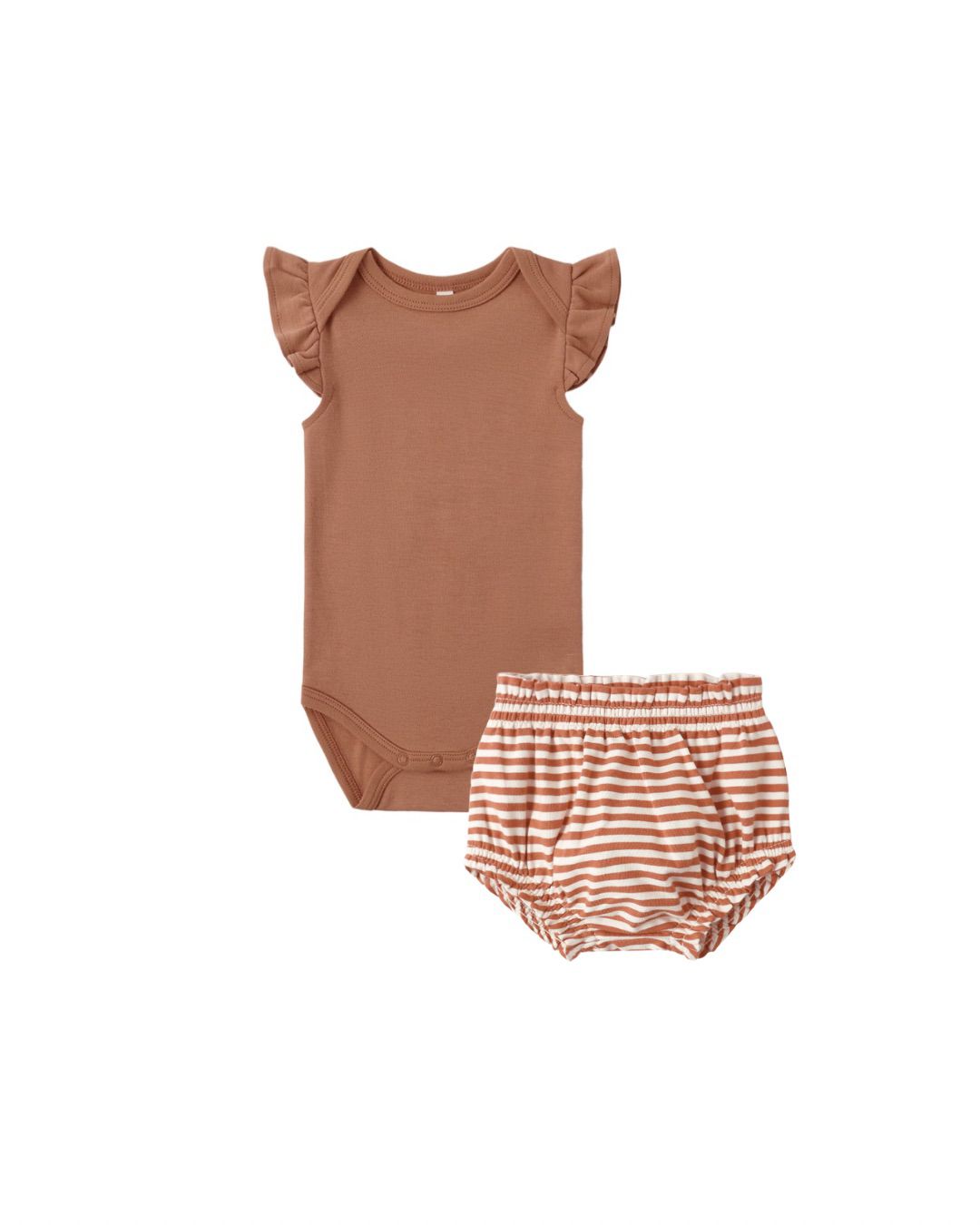 FLUTTER SLEEVE BODYSUIT || POPPY GATHERED BLOOMER || POPPY STRIPE
