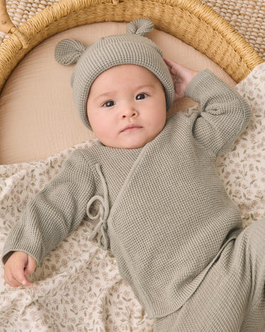 Knit Wrap Top Laurel + footed knit pant