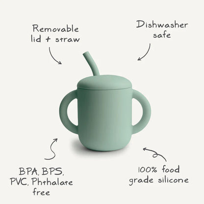 Silicone Training Cup + Straw- Whales