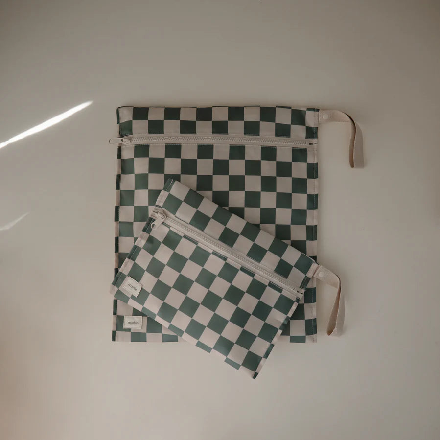 Water Resistant Wet Bag-Olive Check