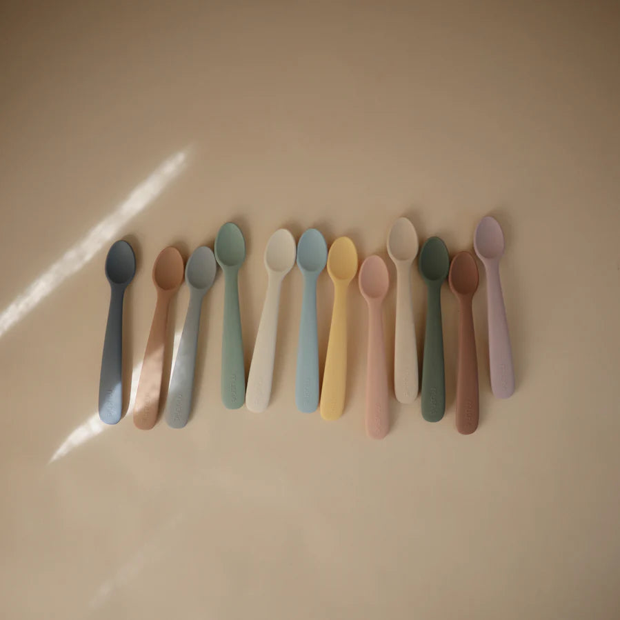 Silicone Feeding Spoons 2-Pack-Stone/Cloudy Mauve