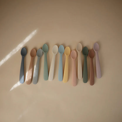 Silicone Feeding Spoons 2-Pack-Stone/Cloudy Mauve