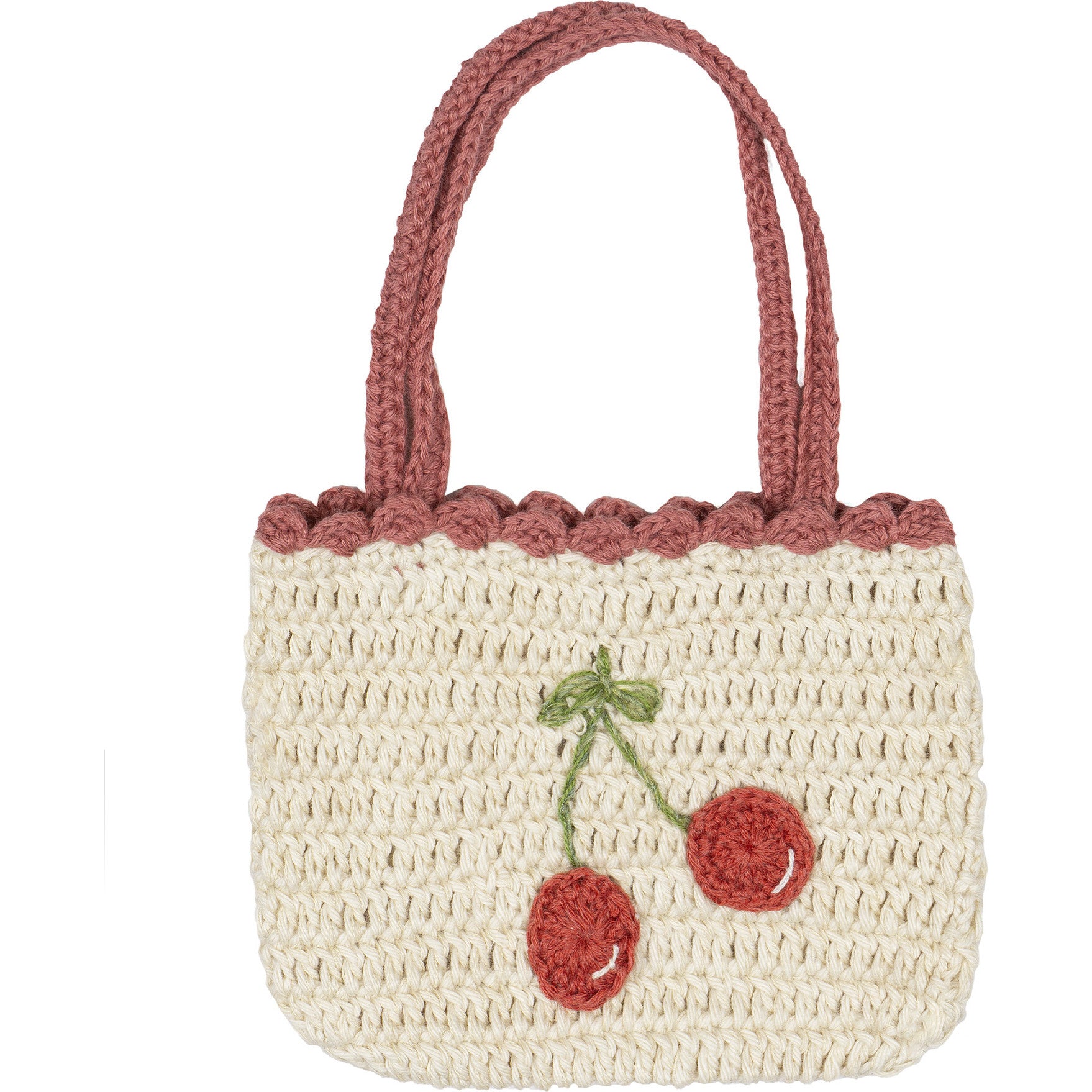 Crochet purse red cherries