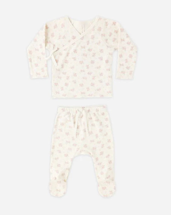 WRAP TOP + FOOTED PANT SET || FLOWER FIELD