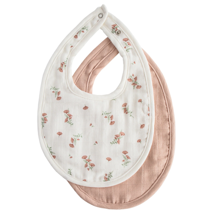 Muslin Bib 2-Pack, Blush/Pink Floral