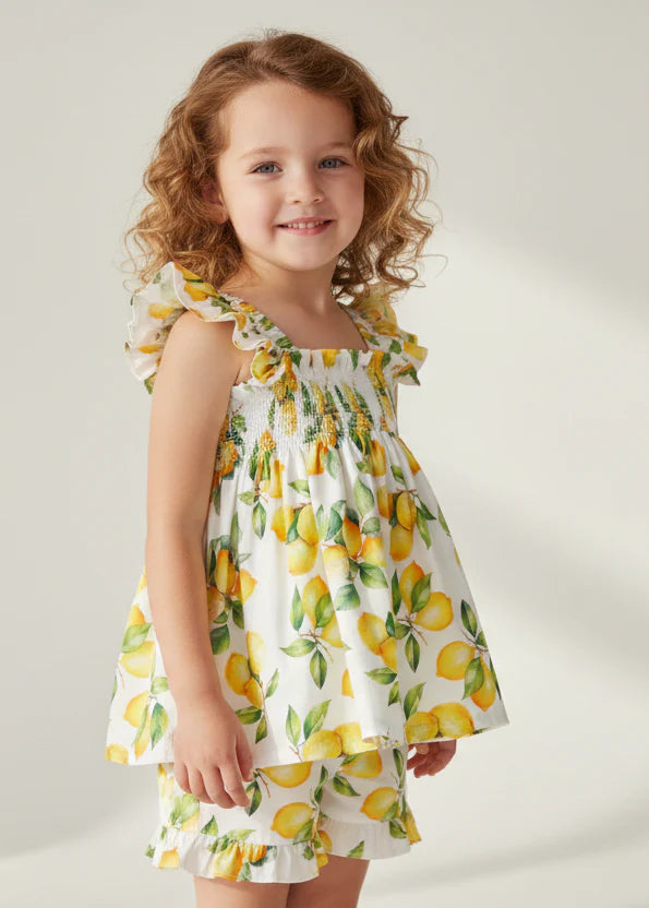 Sorrento Lemon Smocked Top & Shorts Set