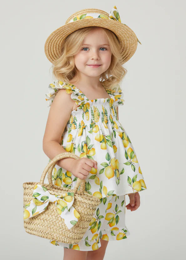 Sorrento Lemon Smocked Top & Shorts Set