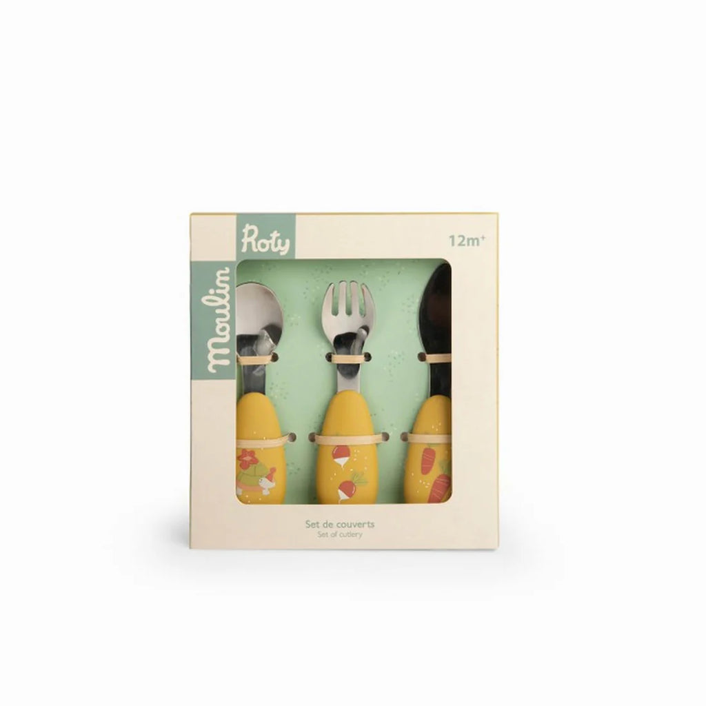 Trois Petits Lapins Set of 3 Baby-Safe Silicone and Stainless Steel Cutlery