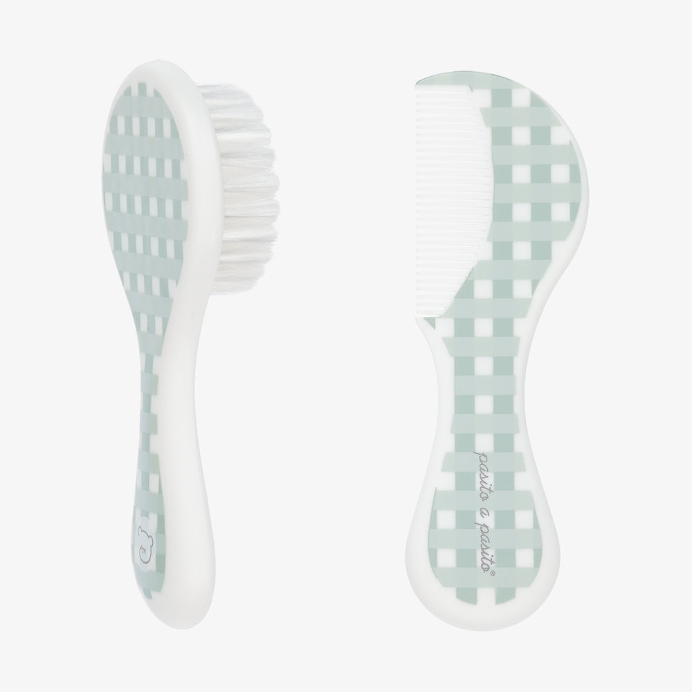 BRUSH AND COMB GREEN CHECKS