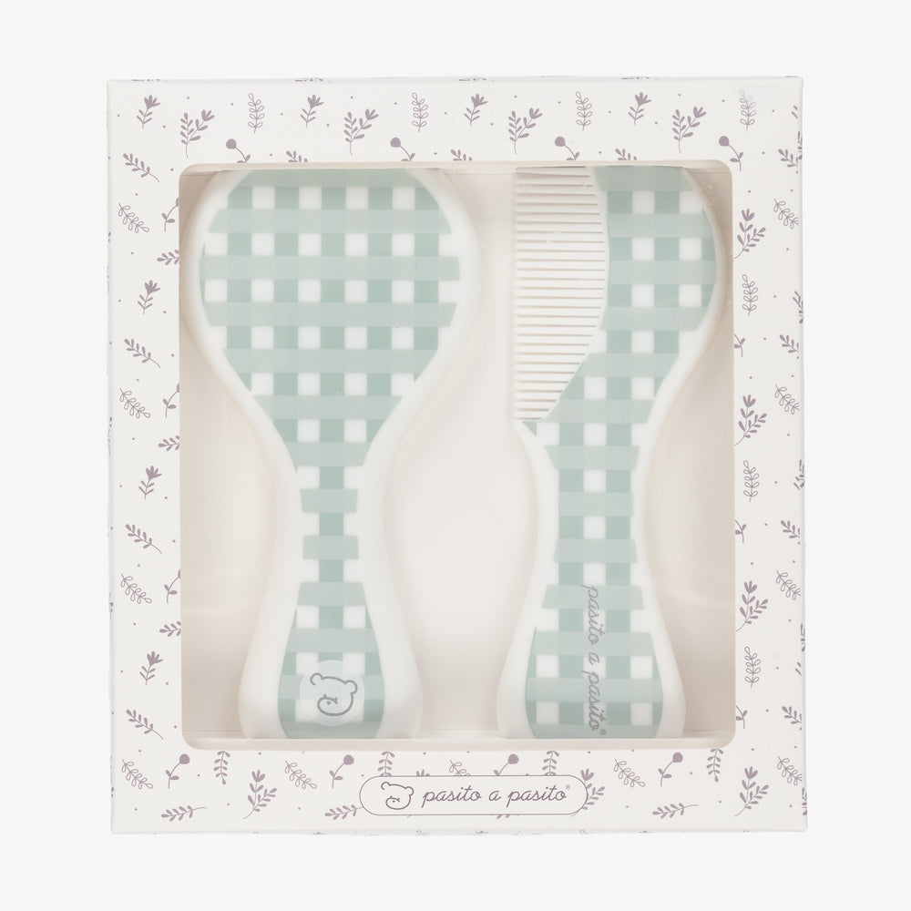 BRUSH AND COMB GREEN CHECKS