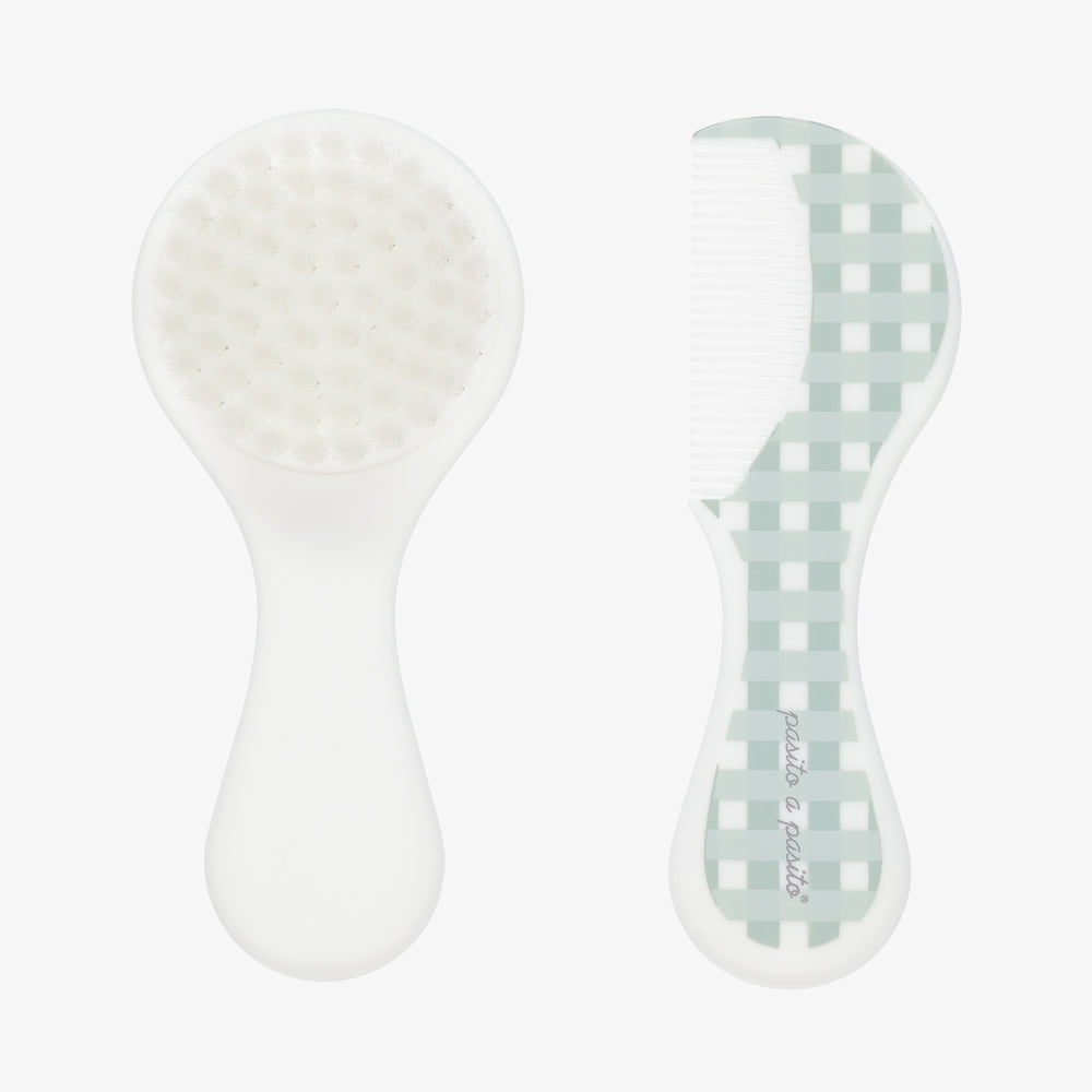 BRUSH AND COMB GREEN CHECKS